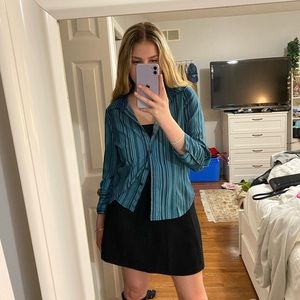 Blue 2000s vibe striped button down shirt